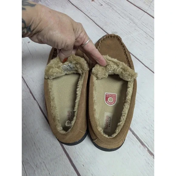 Staheekum Mens Moccasins Slipper Shoes Suede Leather Sheepskin Lined Size 8 EUC - Picture 6 of 9
